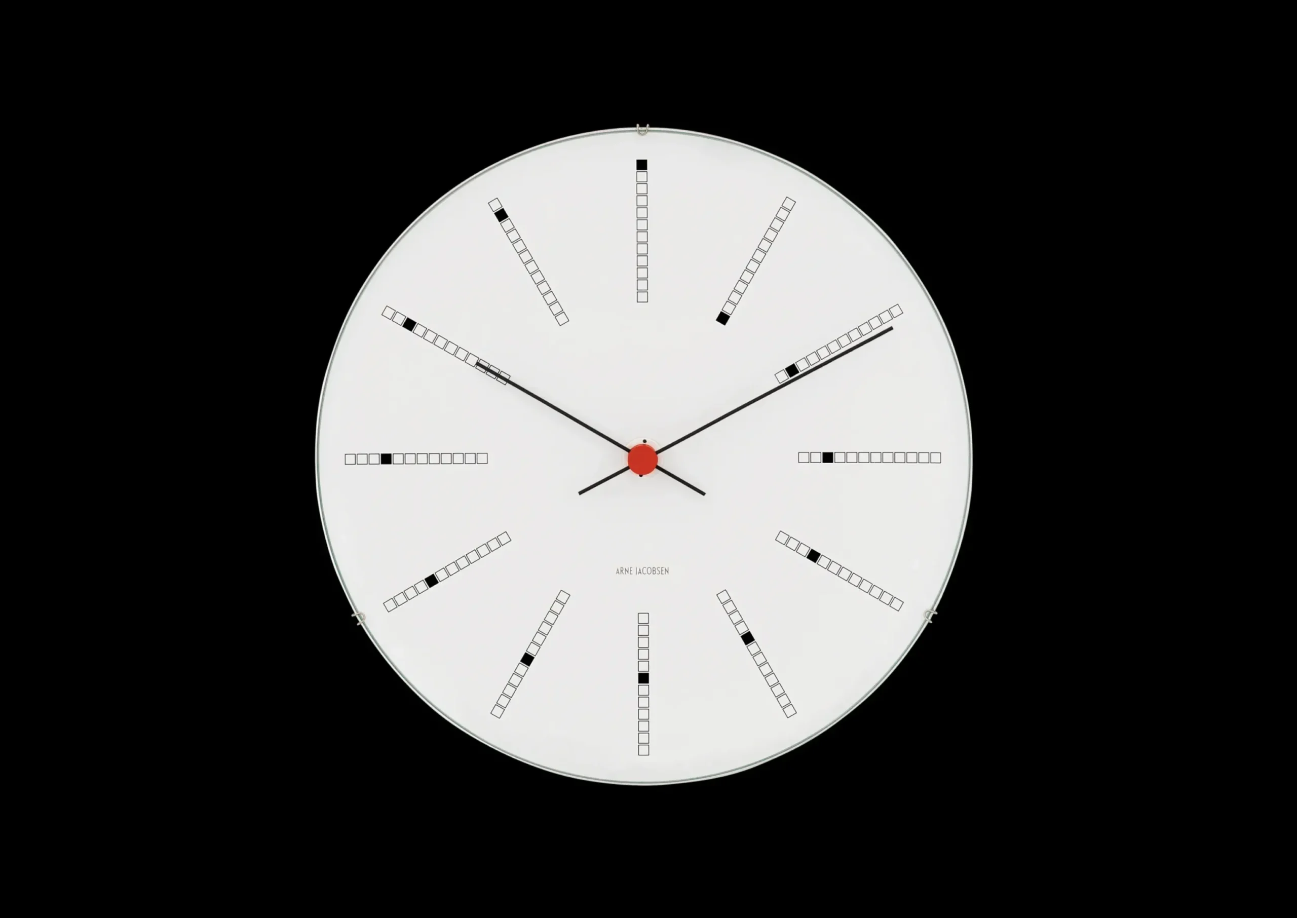 Arne Jacobsen Bankers Vægur Ø29 cm hvid/sort/rød | Køb her