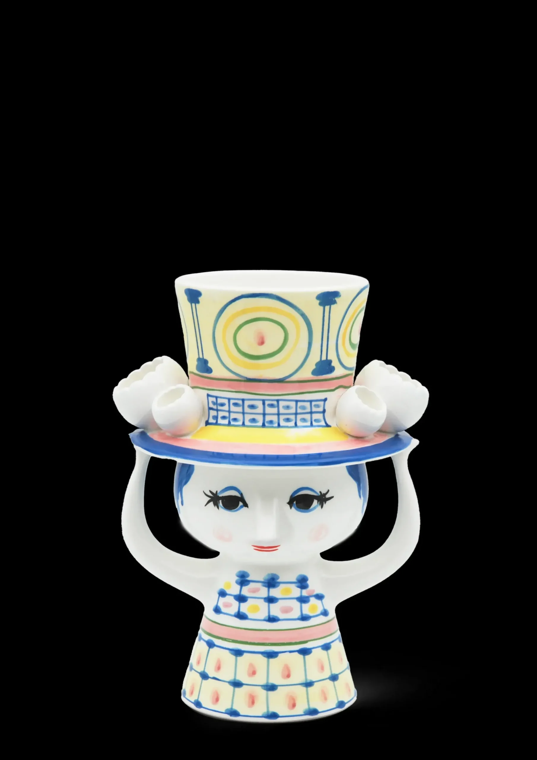 Bjørn Wiinblad Lady with hat Vase H20.5 cm blå | Køb nu