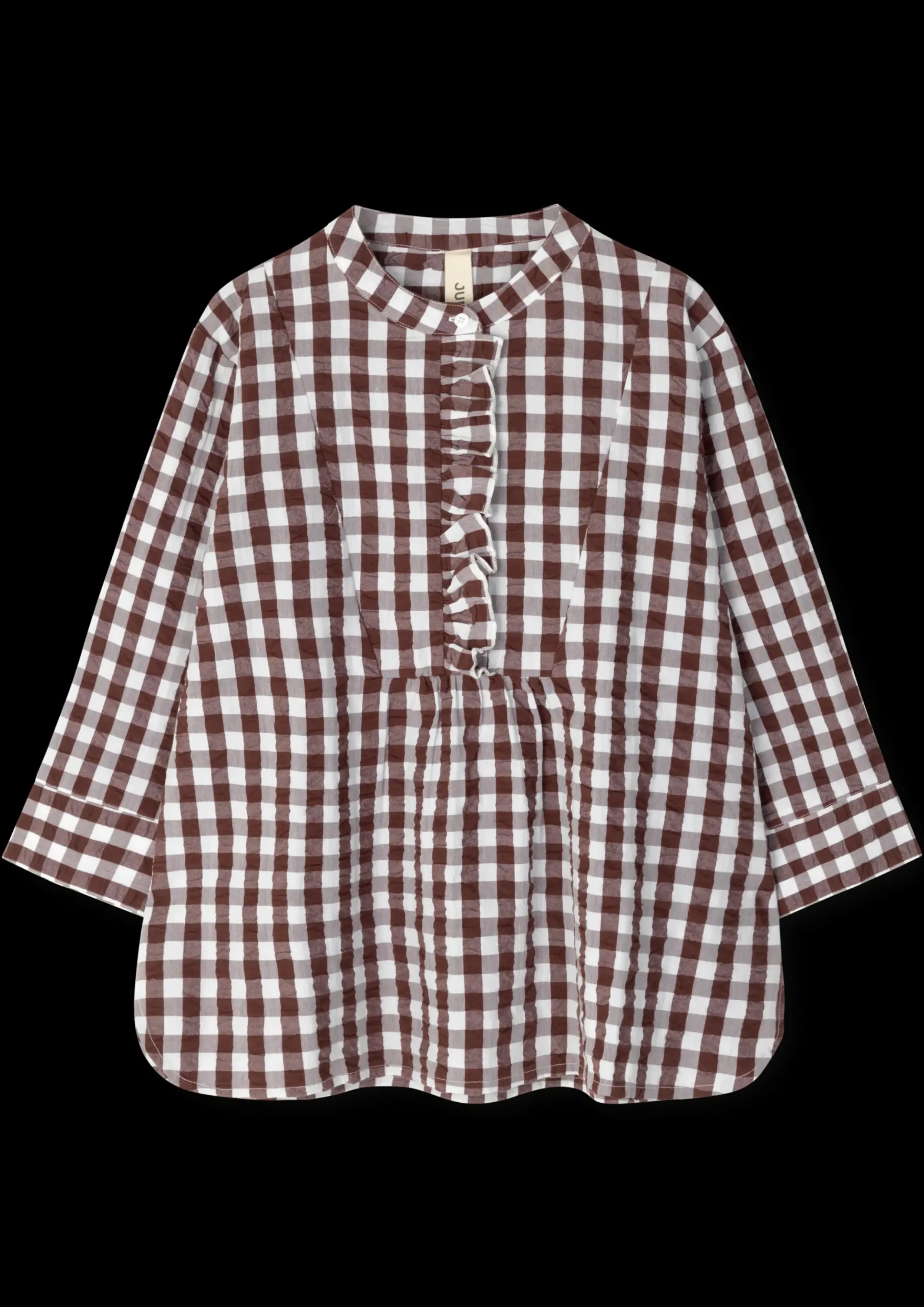 JUNA Bæk&Bølge Irene shirt XS chokolade/hvid | Køb her